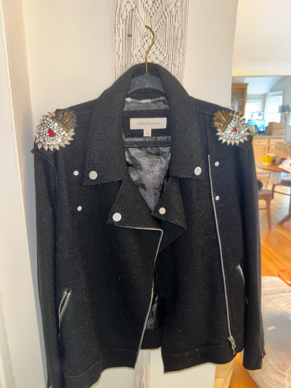 Tweed Calvin Klein Jeans Black Wool Blend Coat